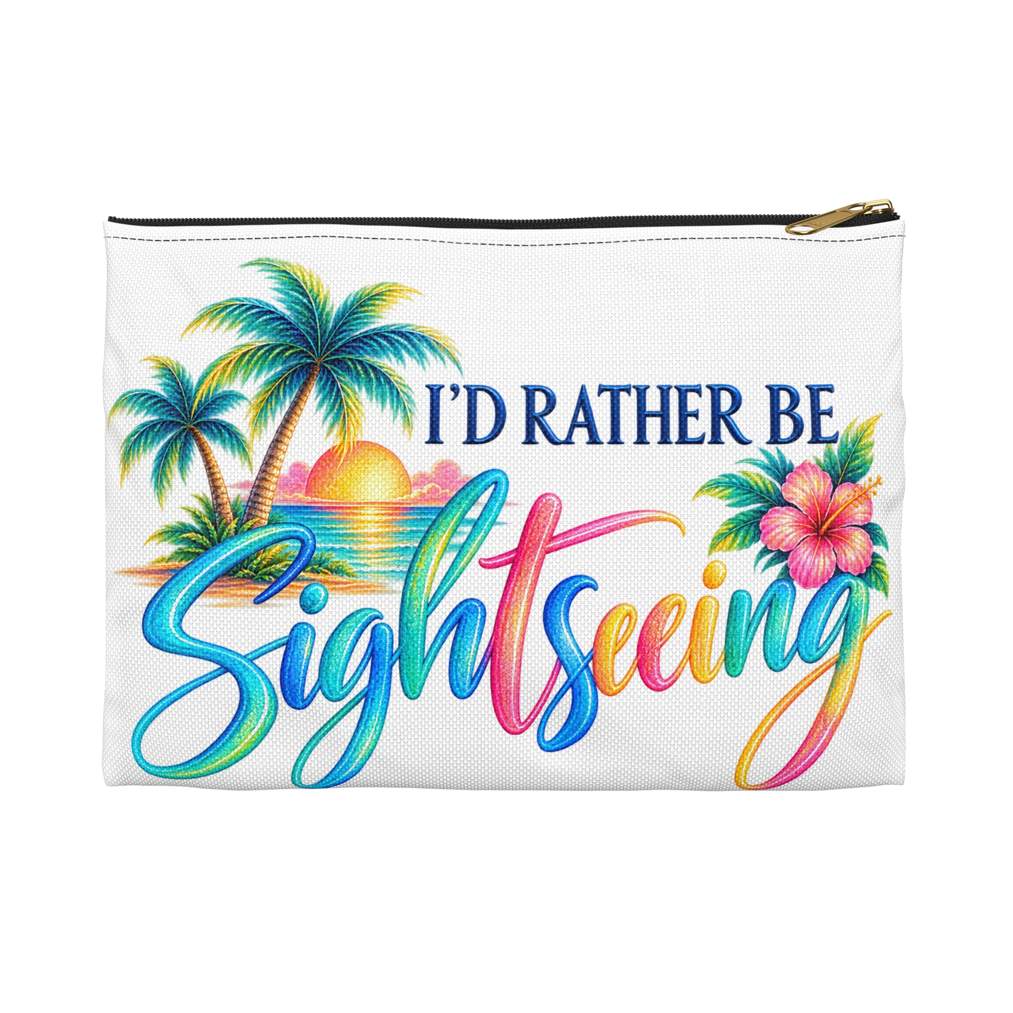 Sightseeing Accessory Pouch — "I'd Rather Be Sightseeing" Tropical Travel Makeup Bag - Image 9