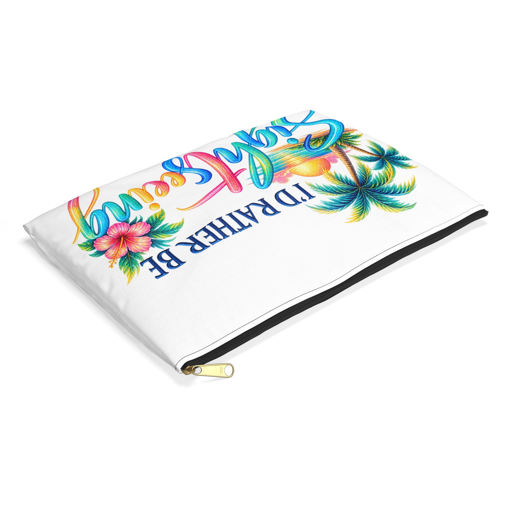 Sightseeing Accessory Pouch — "I'd Rather Be Sightseeing" Tropical Travel Makeup Bag - Image 3
